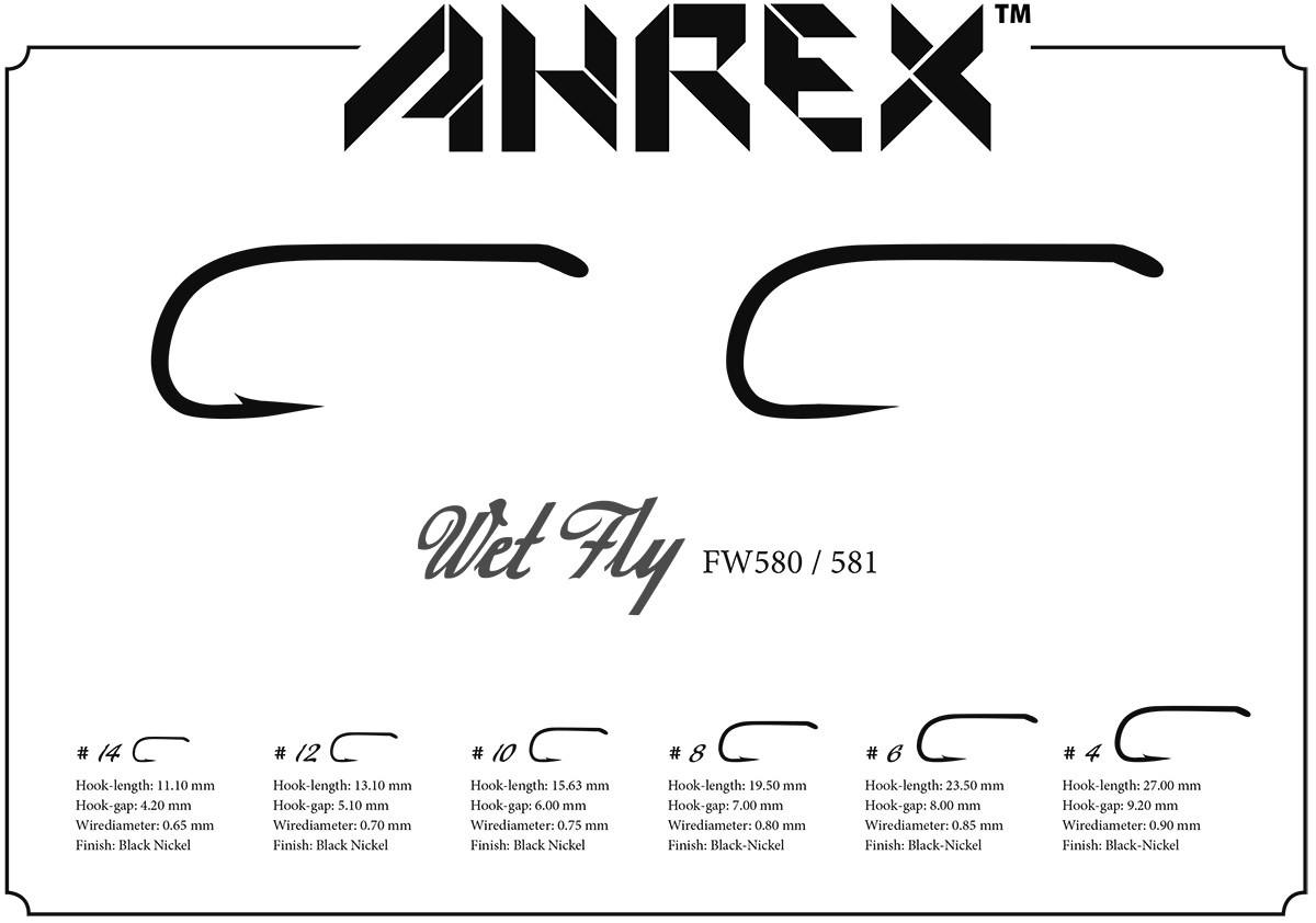 Ahrex Fw580 Wet Fly Hook Barbed #14 Trout Fly Tying Hooks